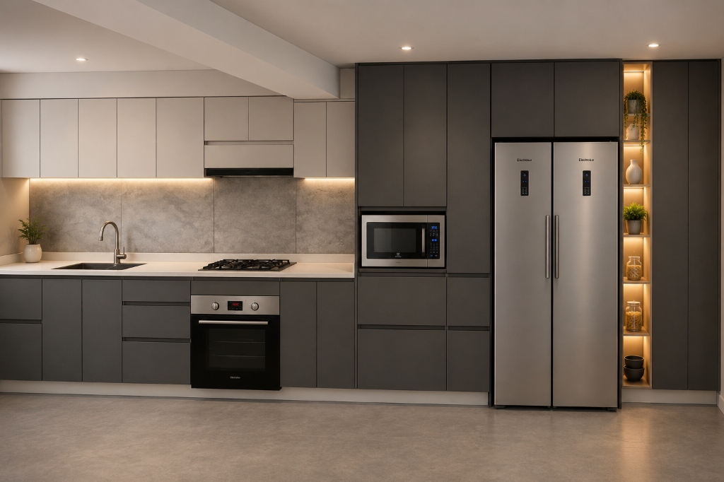 Render Cocina Gris y Blanco